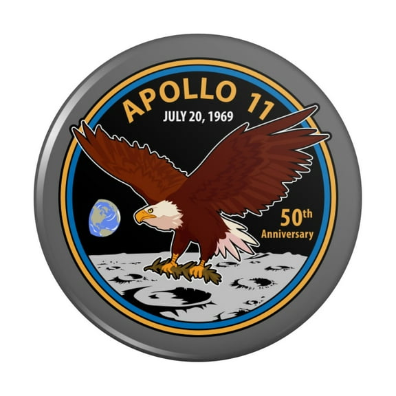 NASA Apollo 11 50th Anniversary Patch with Eagle on The Moon Kitchen Refrigerator Locker Button Magnet