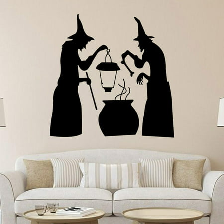 Halloween Witch Wall Sticker Window Home Decoration Decal Decor Background