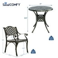 thumbnail image 4 of SOCIALCOMFY 3-Piece Outdoor Patio Dining Set, All-Weather Cast Aluminum Furniture Conversation Set, Include 2 Chairs and a 31 inch Round Table with Umbrella Hole for Balcony Lawn Garden Backyard, 4 of 7