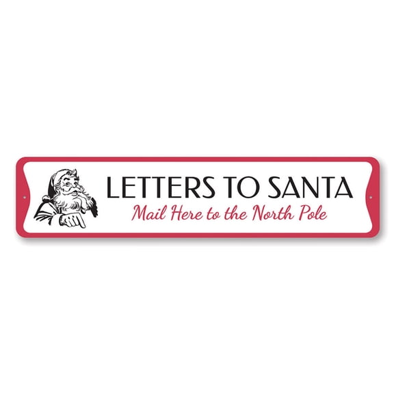 Letters to Santa Holiday Sign, Christmas Decorative Aluminum Sign - 4x18 inches