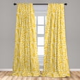 thumbnail image 4 of Ambesonne Botanical Curtains, Various Leaves Silhouette, Pair of 28"x84", Earth Yellow and White, 4 of 4
