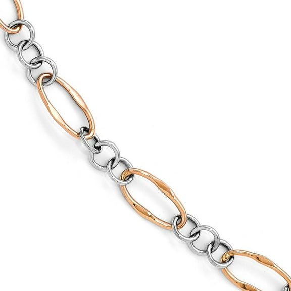 Primal Gold 14 Karat White and Rose Gold Polished Link Bracelet