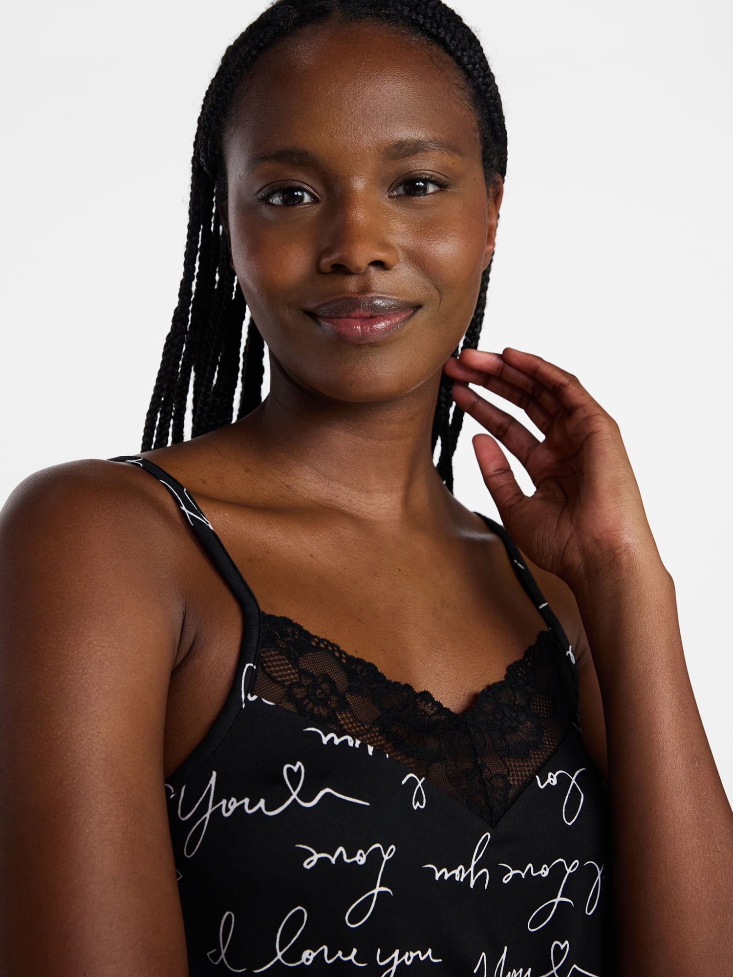 Joyspun Women’s Dreamy Soft Collection Lace Trim Knit Cami and Shorts Set, Sizes XS-3X