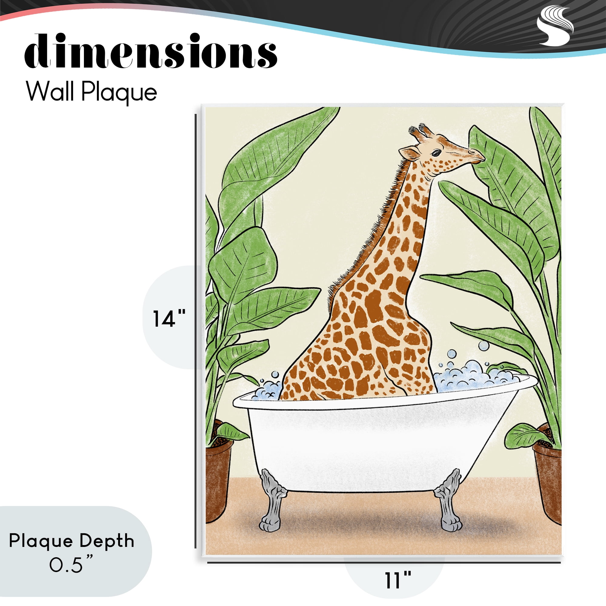 Stupell Industries Bathing Giraffe & Plants Wall Plaque Art, design by Marcus Prime