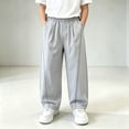 thumbnail image 2 of Falkdiz Boys Quick-Dry Pants Loose Outdoor Pockets Wide Leg Pantalones Open Bottom Relaxed fit Stylish Trousers for Boys Elastic Waist, Gray, Size: 5-6 Years, 2 of 7