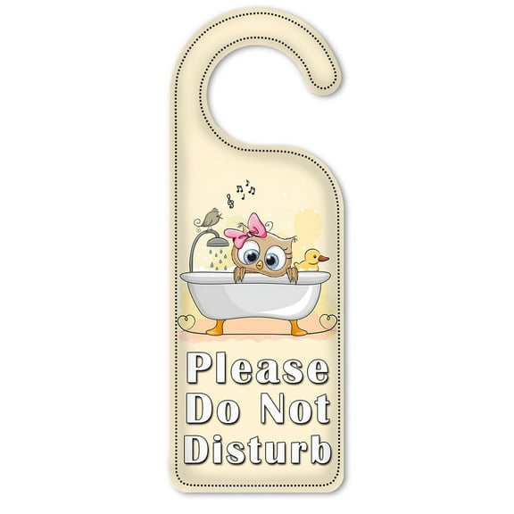 Do Not Disturb Door Knob Hanger Sign - Owl in Bath