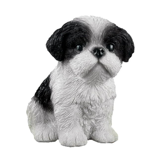 Estatua de perro, artesanía de resina, obra de arte de mesa, estatuilla, escultura, decoración de tienda Blanco negro