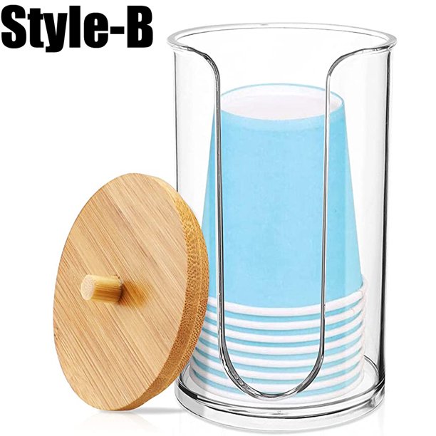 Bathroom Cup Dispenser Holder for Disposable Paper Cup with Bamboo Lid