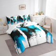 thumbnail image 3 of Manfei Gradient Ombre 7 Pieces Bedding Comforter Set,Splatter Watercolor Full Bedding Set Lightweight,Splash Graffiti Fitted Sheet Flat Sheet,Microfiber Abstract Room Decor,Reversible, 3 of 6