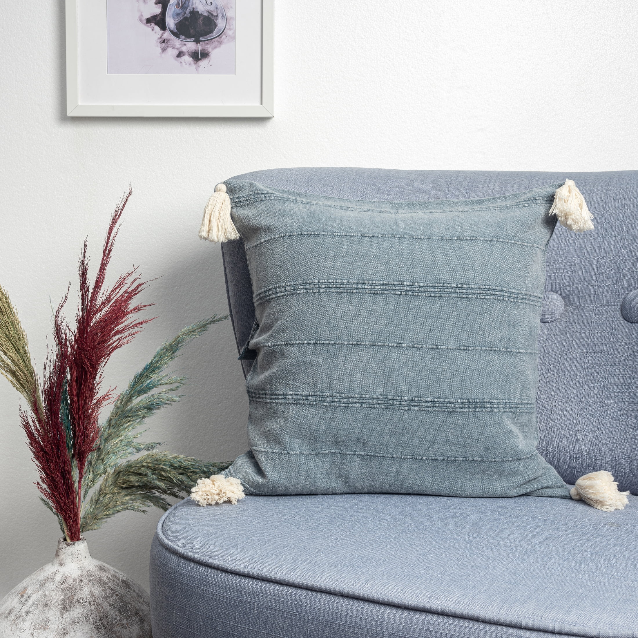 Ox Bay Sasha 18" x 18" Gray Ultra-Soft Turkish Cotton Adult Decorative Throw Pillow