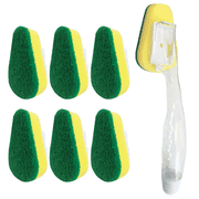 LOLA Soap Dispensing Dish Wand W/ 7 Super Absorbent Sponge Head, Reusable