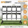 thumbnail image 3 of Jocisland Folding Chair Rack, Holds 12 Tables or 112 Chairs, 1250 lbs Capacity, Heavy-Duty Cart with Wheels, Elastic Cords, Cover, Glossy Black, 3 of 9