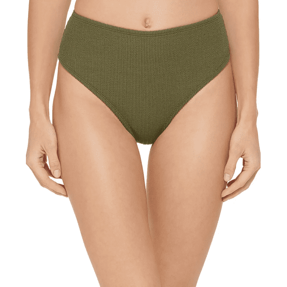 DKNY Women's Textured High Waist Bikini Bottom Swimsuit Green Size Medium
