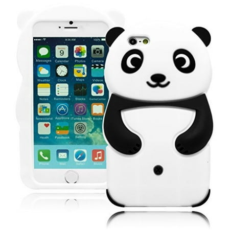 White Back Case - iPhone 6 Phone Case, Bastex Heavy Duty Protective 3D Soft Black and White Silicone Happy Panda Design Case Cover for Apple iPhone 6, 4.7