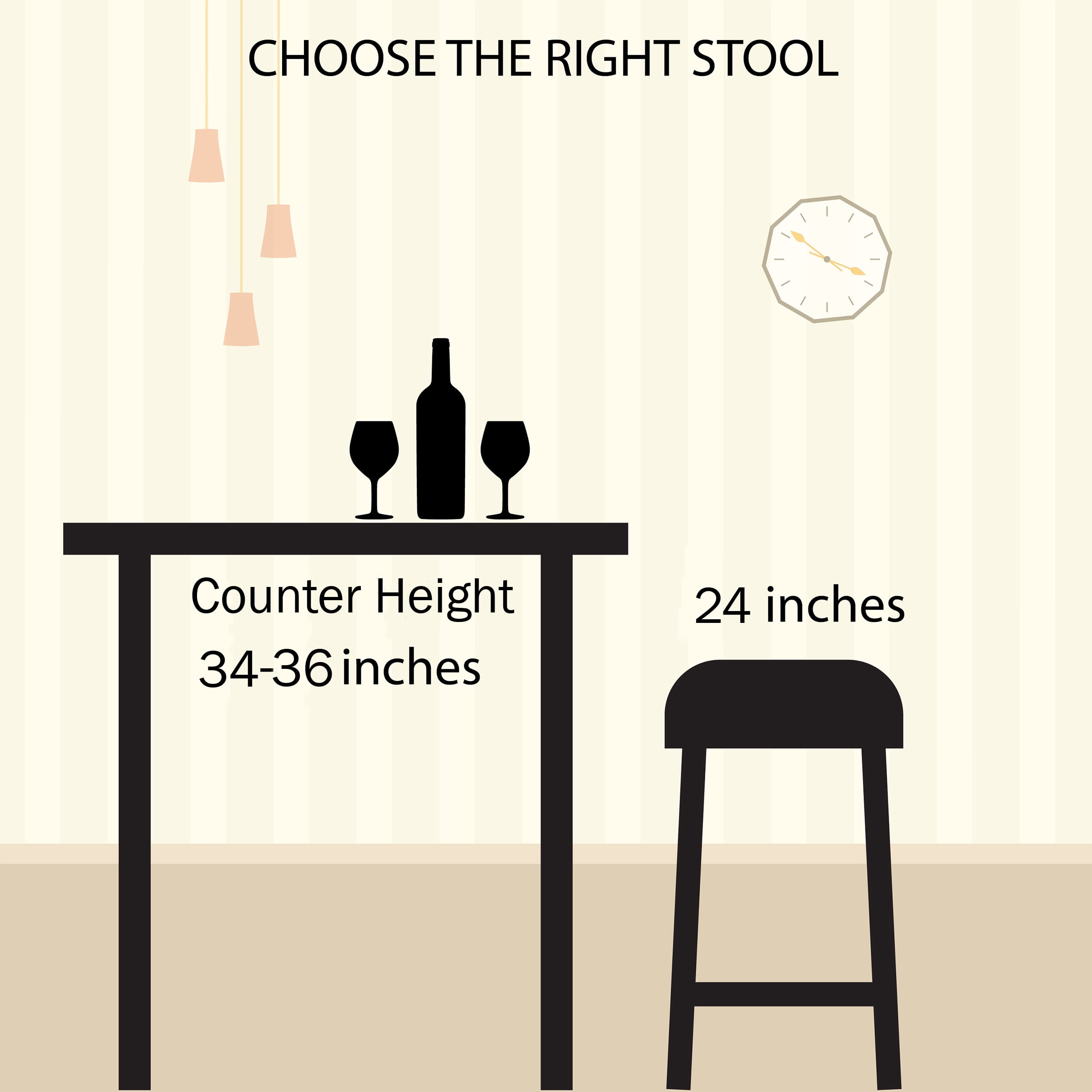 Lavish Home Set of Two 24-Inch Backless Bar Stools with Hairpin Legs