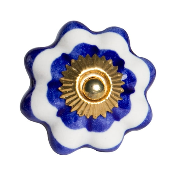 1.5" x 1.5" x 1.5" White Blue and Gold Knobs 12 Pack