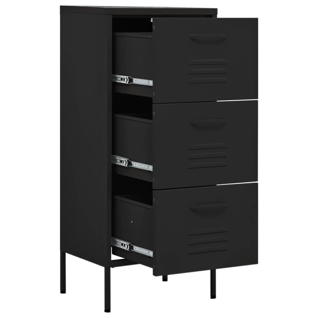 vidaXL Freestanding Steel 3-Drawer Lockable File Cabinet