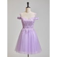 thumbnail image 2 of Vestido de bienvenida SoDigne con purpurina de tul morado, talla grande, 2 of 7