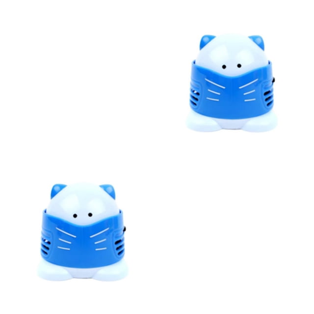 Inteprter Máquina de limpieza al vacío de escritorio para gatos, colector de polvo para teclado, chatarra, herramienta de perforación más Azul 2piezas