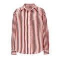 thumbnail image 5 of biudgviw Button Down Shirts for Women Long Sleeve Oversized Blouse Striped Casual Collared Tunic Tops with Pocket for Work Office, 5 of 6