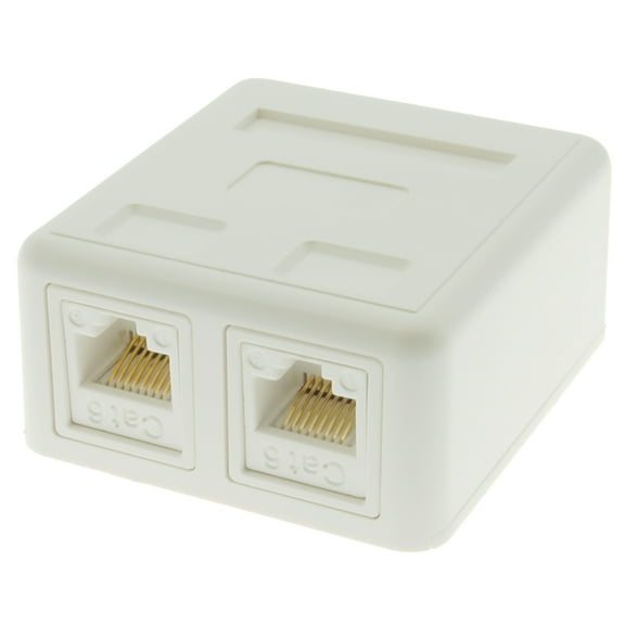 ACCL Cat.6 2Port Surface Mount Box White w/Jack, 1 Pack