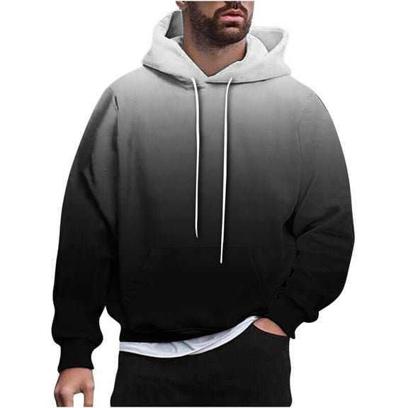 Mens Hoodies Pullover Casual Fashion Sweatshirt Round Neck Print Pullover Long Sleeve Sweatshirt