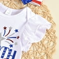 thumbnail image 5 of Toddler Girls Independence Day Suit Fly Sleeve Prints Romper Tops and Skirts Headbands 3Pcs Kids Festival Sets, 5 of 6