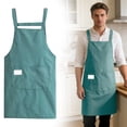 thumbnail image 2 of Striped Apron Adjustable Bib Apron with Pockets Cooking Kitchen Apron for Women Men Chef, Water and Oil Resistant Apron for Cooking Baking Home Kitchen Restaurant Cleaning, 1Pc(Green,27.5x27"), 2 of 9