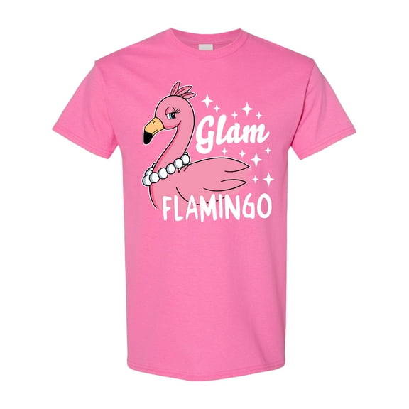 Inktastic Glam Pink Flamingo with Pearls T-Shirt