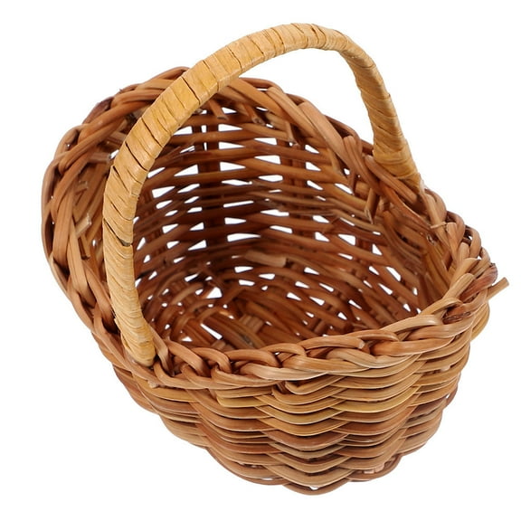 DEEPCRAFF Natural Rattan Picnic Basket Light Brown 1Pcs 2.95X2.95X2.16in