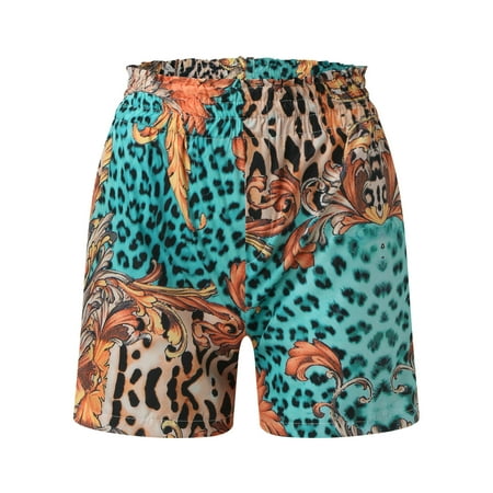 

Cathalem Swimming Suit Women s Notch Collar Print Sleepwear Two Piece Pajama Set Bathing Suit Too Shorts Green Medium