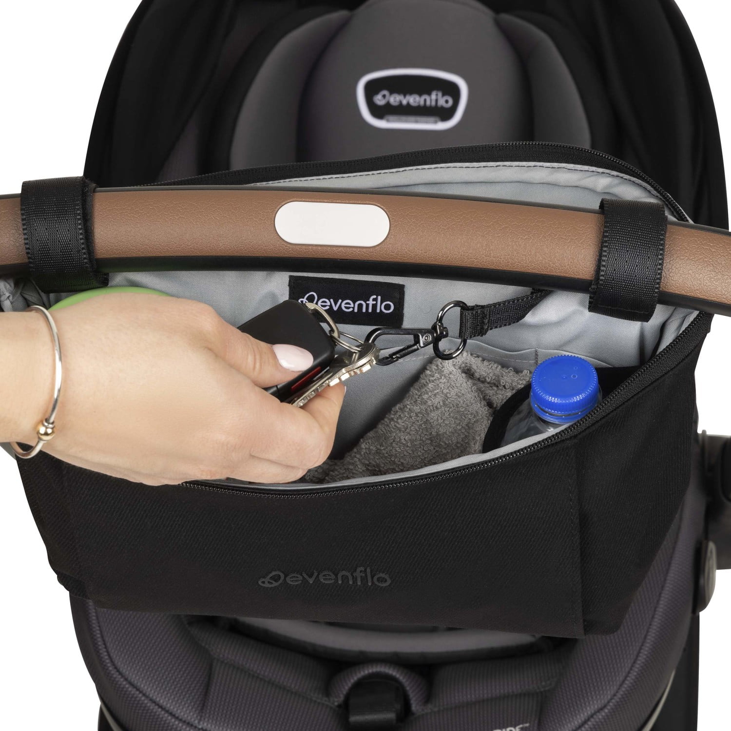 Evenflo Shyft DualRide Infant Car Seat and Stroller Combo Crossbody Organizer Bag, Black