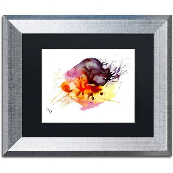 Trademark Fine Art "Abstract 10" Canvas Art by Mako, Black Matte, Silver Frame