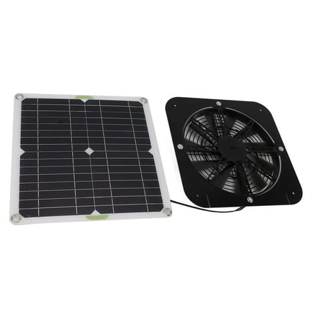 YAHHU 13.5 Inch / 34.3 cm Solar Powered Fan 100W Round Effective Cooling Panel Fan Kit for Greenhouse, Chicken Coop, and Dog Kennel, Outdoor Exhaust Air Circulation
