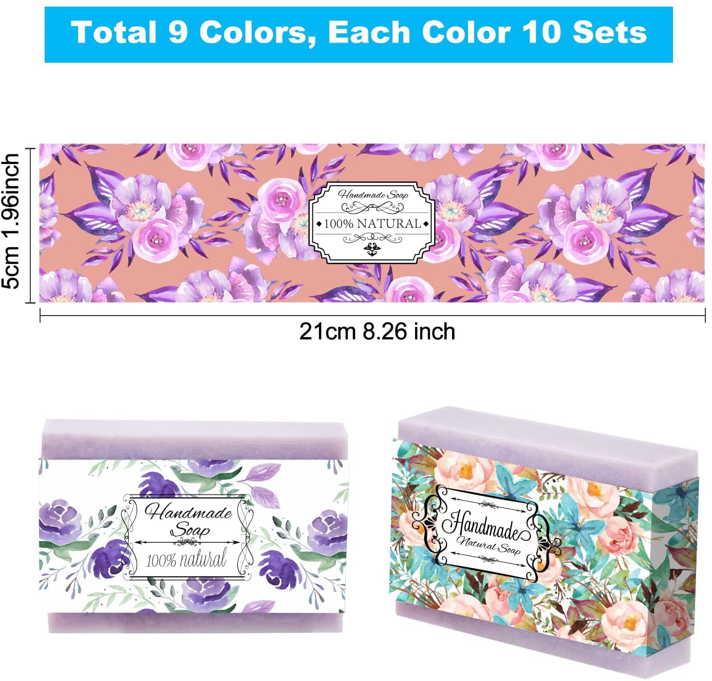  PH PandaHall 9 Styles Handmade Soap Tape, 90pcs Flower Soap  Wrappers Vertical Soap Paper Tag Soap Tape Labels Sleeves Covers for  Homemade Soap Bar Packaging Soap Business, 8.5x1.9 inch : Industrial