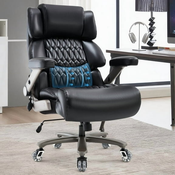 Big and Tall Office Chair 700lbs, High Back Executive Desk Chair with Adjustable 3D Arms&Lumbar Support for Back Pain, Heavy Duty Computer Chair with Strong Mental Base&Dual Rubber Wheels