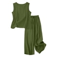 thumbnail image 3 of Favoffer Women Tank Top Pant Sets Crew Neck Sleeveless Vests Wide Leg Long Pants Cotton Linen Side Pocket Two Piece Outfits for Daily Casual Commute, 3 of 6