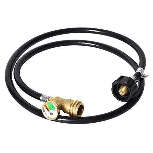 GGC 6 Feet Propane Tank Extension Hose with Gauge,LP Gas Hose Replacement for Grill Heater and Other, Male QCC/POL Fittings