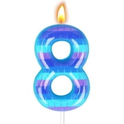 Video Game Birthday Candles, Number Candles for Birthday Party Cake Decoration Supplies (Number 8)
