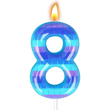 Video Game Birthday Candles, Number Candles for Birthday Party Cake Decoration Supplies (Number 8)