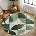 thumbnail image 2 of Round Rugs 5Ft, Geometric Green Round Area Rug Washable Indoor Throw Carpet, Modern Aesthetics Abstract Art Soft Non Slip Circle Rug for Cabinet Bathroom Home Decor Aesthetic, 2 of 8