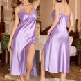 thumbnail image 3 of Perfectbot Women's Satin Halter Maxi Sleep Dress, Summer Bodycon Backless Sleeveless Comfy Nightgown, 3 of 8