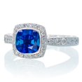 thumbnail image 2 of 1.5 Carat Round Vintage Moraganite and Diamond Halo Wedding Ring on 10k White Gold, 2 of 4