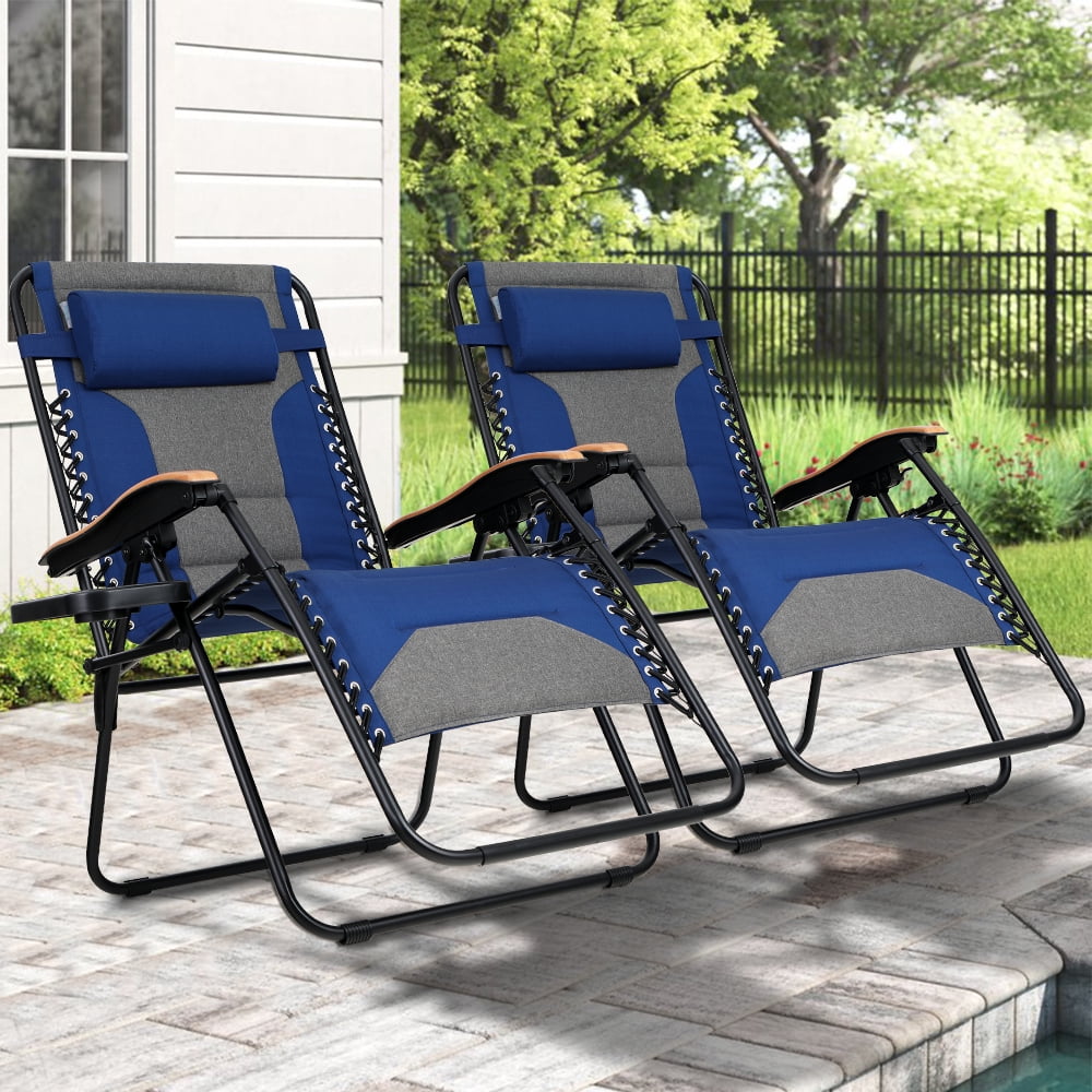 Blue Wide Sling Patio Zero Gravity Chair Outdoor Home Furniture Garden Deck Yard 