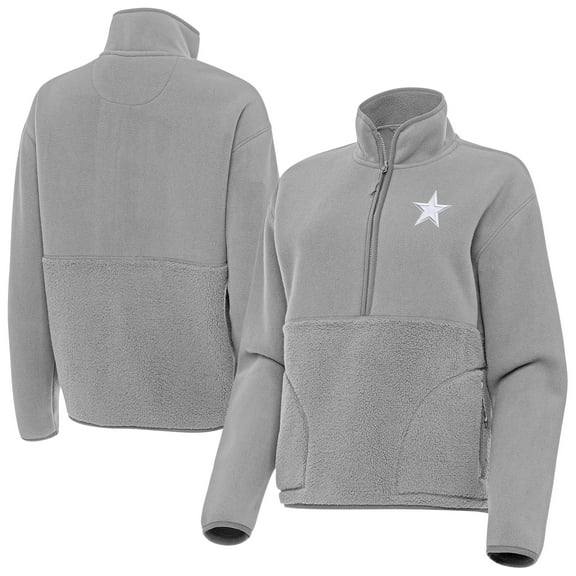 Women's Antigua  Gray Dallas Cowboys Figure Half-Zip Sweatshirt