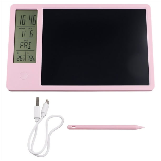 Calendario de Escritorio Electrónico Multifuncional Tablero de Escritura A Mano LCD con Reloj Despertador Tablero de Mensajes LCD de Temperatura de Humedad,C