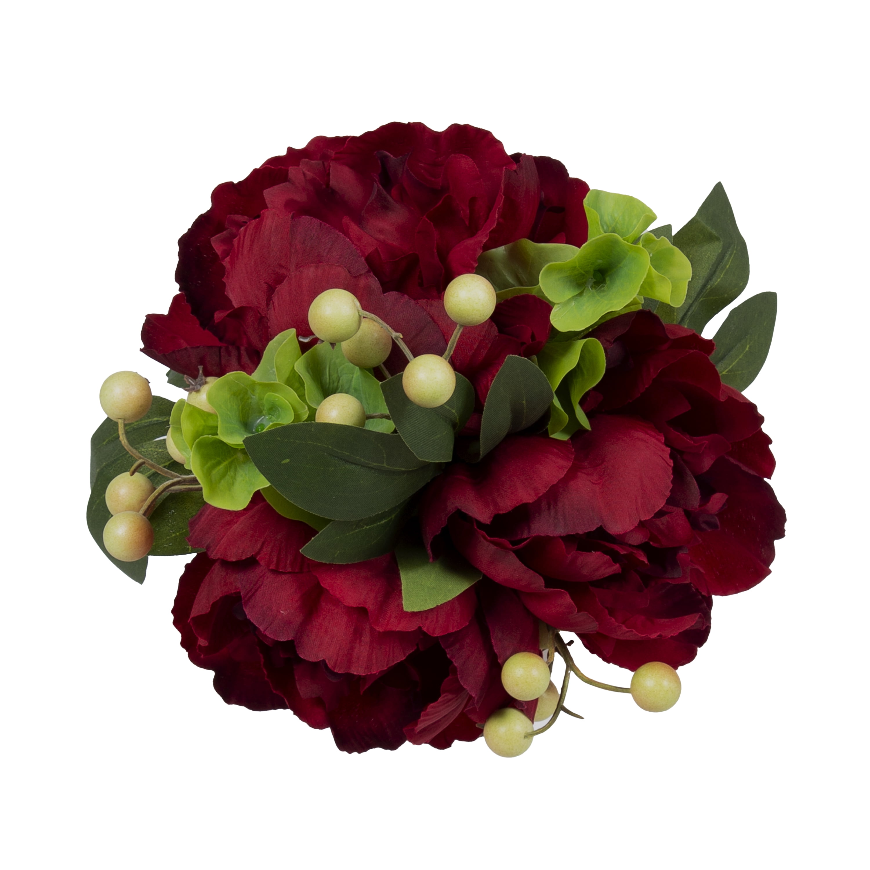 Better Homes & Gardens 12.75" Artificial Red Peony Flowers in Ribbed off-White Ceramic Vase