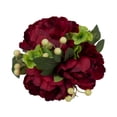 thumbnail image 3 of Better Homes & Gardens 12.75" Artificial Red Peony Flowers in Ribbed Off-White Ceramic Vase, 3 of 10