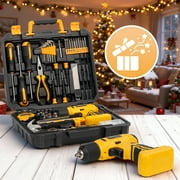 UBesGoo 146pcs Power Tool Combo Kits with 8V Cordless Drill, 10MM 3/8'' Keyless Chuck, Professional Home Household Kit DIY Hand Tool Set, Yellow