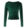 thumbnail image 6 of IROINNID Womens Long Sleeve Crop Tops Pullover Short Irregular Tops Blouse,Green, 6 of 9